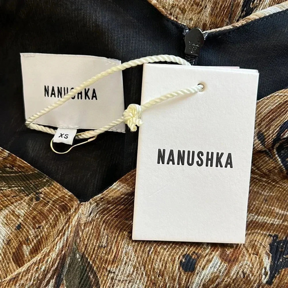 Nanushka Brown Lotus Printed Crepon Jumpsuit XS - Picture 5 of 6